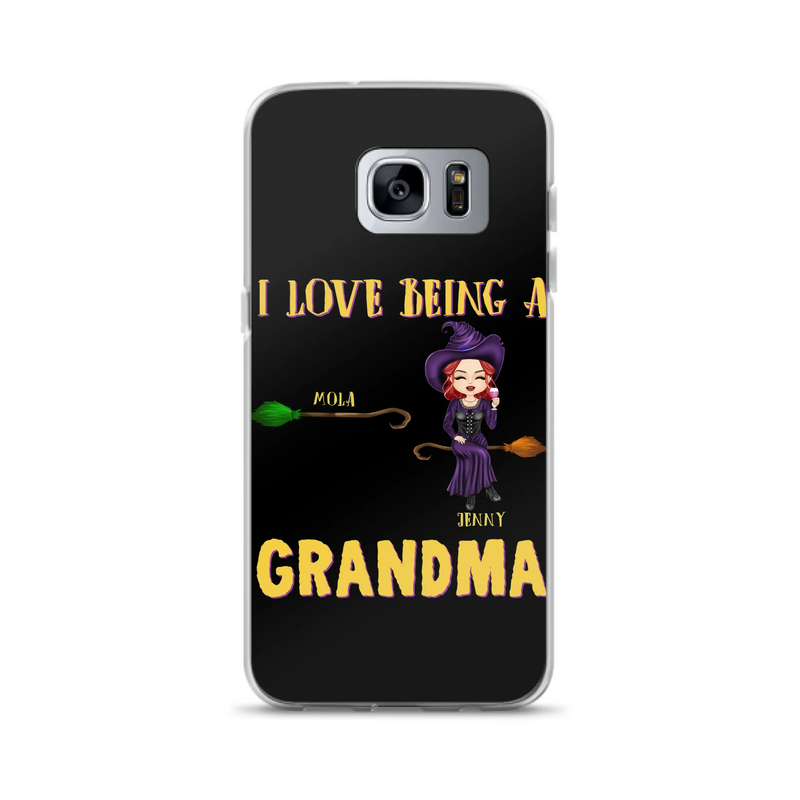 Personalized Witch Grandma Phone Case - Gift Idea For Halloween/Witch/Grandma - Upto 8 Kids - I Love Being A Grandma - Case For iPhone/Samsung