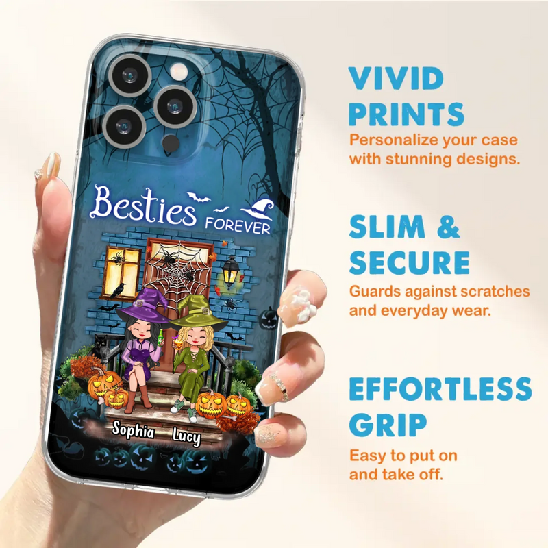Custom Personalized Halloween Friend Phone Case - Upto 5 Friends - Halloween Gift Idea for Friends/Sisters - Besties Forever - Case for iPhone/Samsung