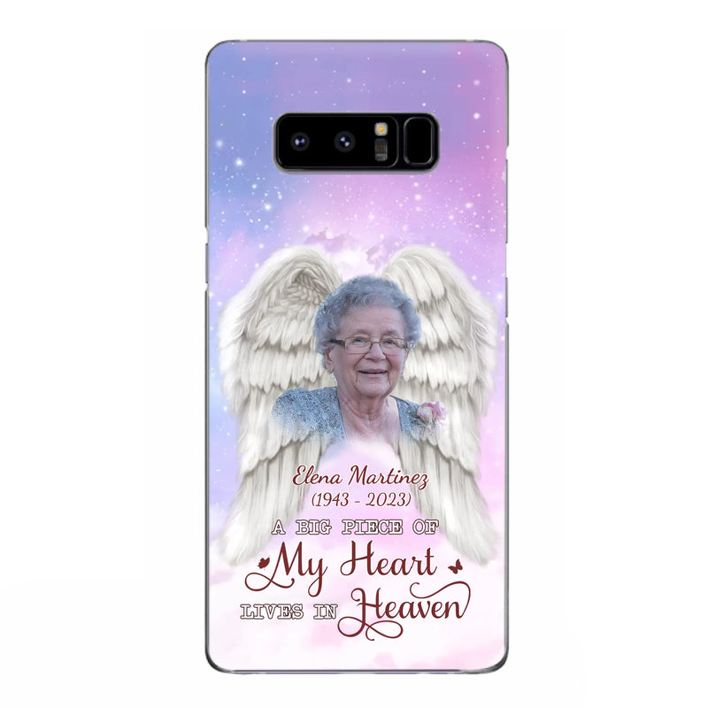 Custom Personalized Memorial Photo Phone Case - Memorial Gift Idea for Family - A Big Piece Of My Heart Lives In Heaven - Case for iPhone/Samsung
