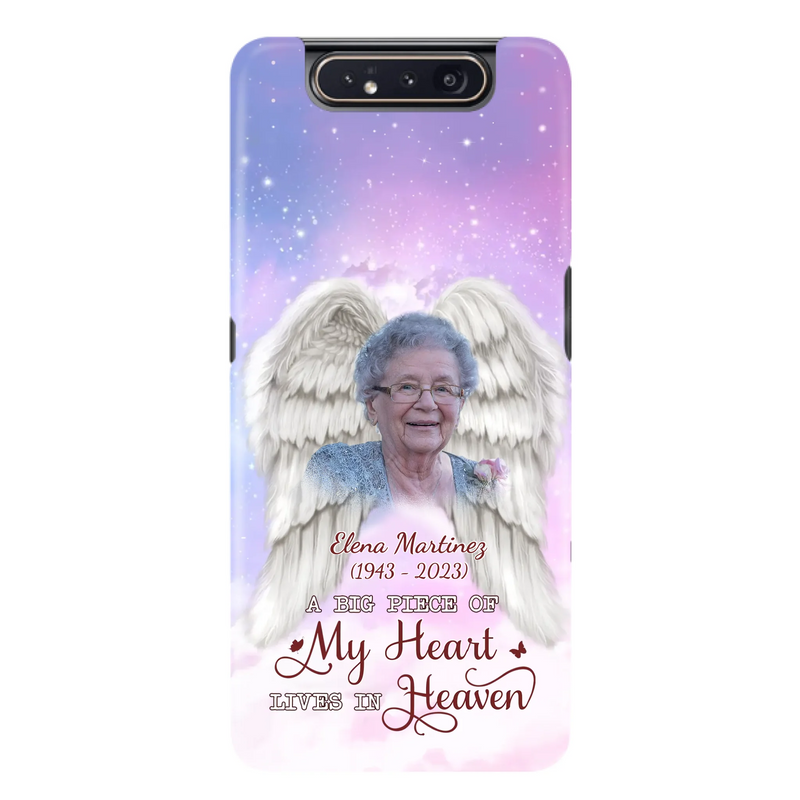Custom Personalized Memorial Photo Phone Case - Memorial Gift Idea for Family - A Big Piece Of My Heart Lives In Heaven - Case for iPhone/Samsung