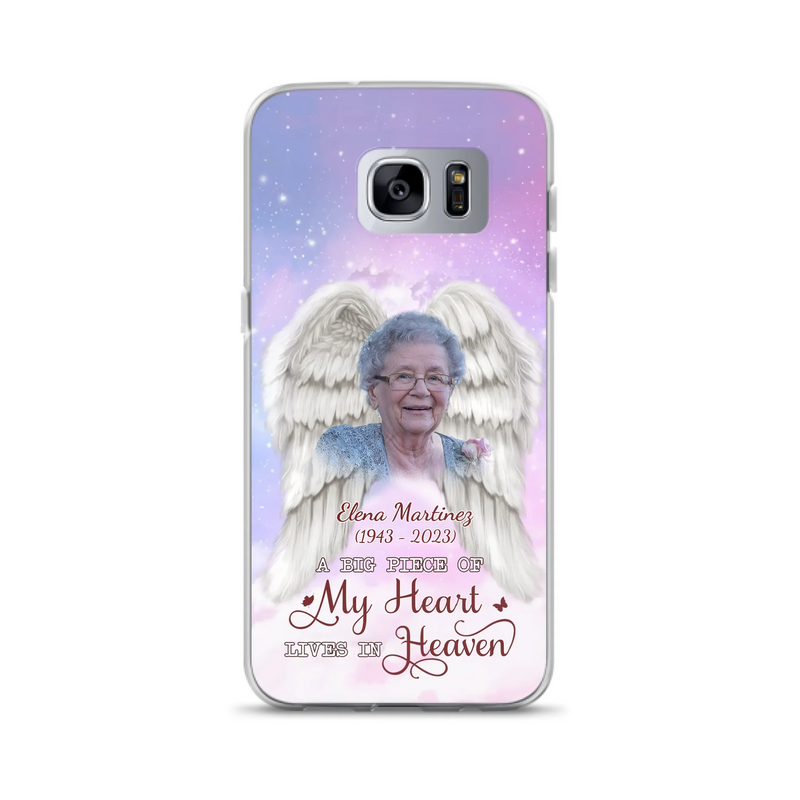 Custom Personalized Memorial Photo Phone Case - Memorial Gift Idea for Family - A Big Piece Of My Heart Lives In Heaven - Case for iPhone/Samsung