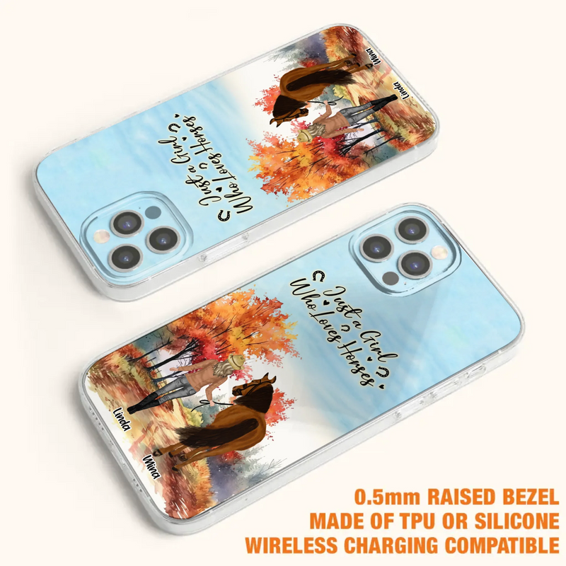 Custom Personalized Horse Girl Fall Season Phone Case - Gift Idea For Horse Lovers - Up To 6 Horses - Just A Girl Who Loves Horses - Cases For iPhone/Samsung