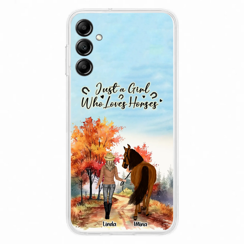 Custom Personalized Horse Girl Fall Season Phone Case - Gift Idea For Horse Lovers - Up To 6 Horses - Just A Girl Who Loves Horses - Cases For iPhone/Samsung