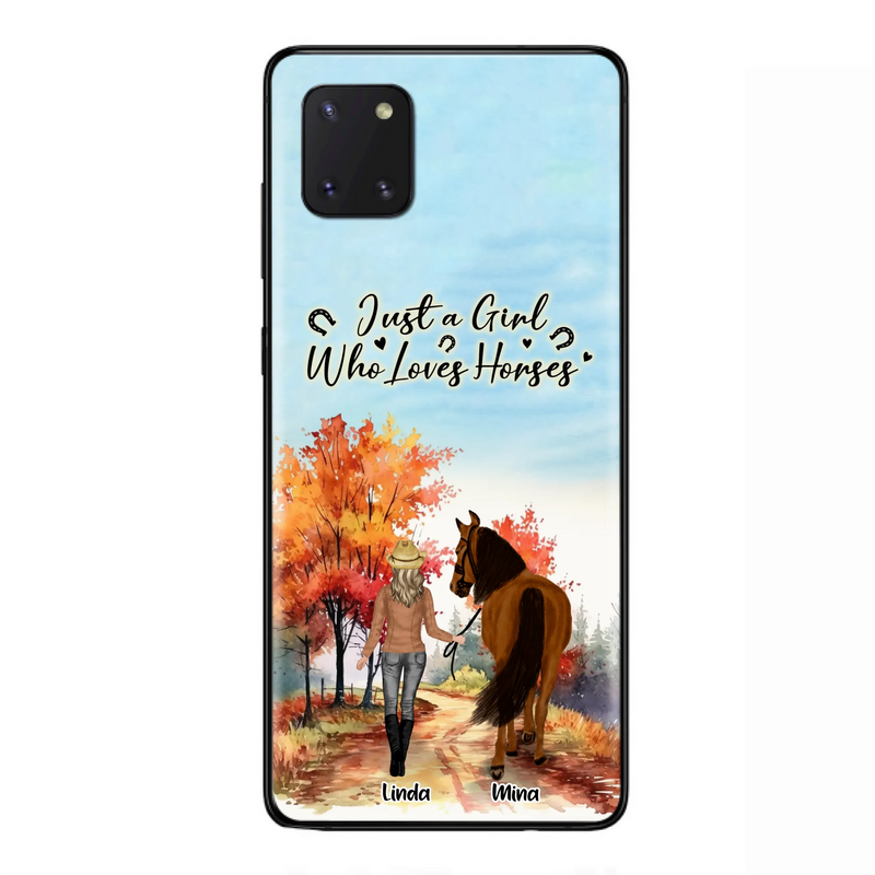 Custom Personalized Horse Girl Fall Season Phone Case - Gift Idea For Horse Lovers - Up To 6 Horses - Just A Girl Who Loves Horses - Cases For iPhone/Samsung