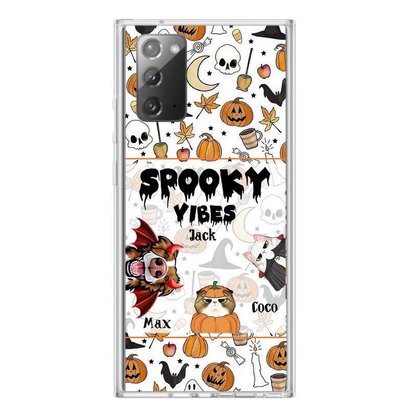 Custom Personalized Halloween Pet Phone Case - Upto 3 Pets - Gift Idea For Dog/Cat Owners -  Spooky Vibes - Case for iPhone/Samsung