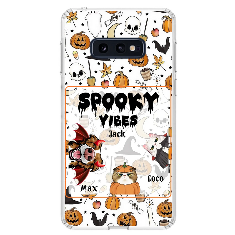 Custom Personalized Halloween Pet Phone Case - Upto 3 Pets - Gift Idea For Dog/Cat Owners -  Spooky Vibes - Case for iPhone/Samsung