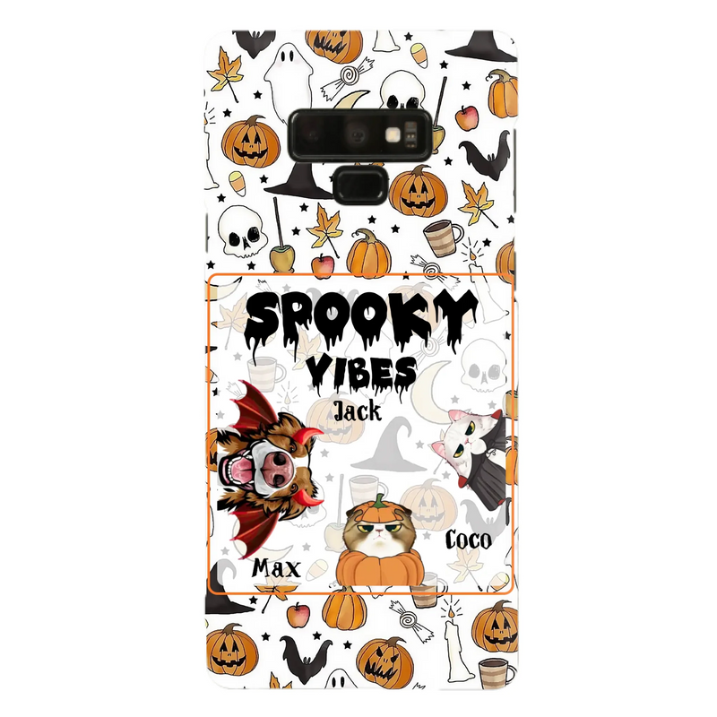 Custom Personalized Halloween Pet Phone Case - Upto 3 Pets - Gift Idea For Dog/Cat Owners -  Spooky Vibes - Case for iPhone/Samsung