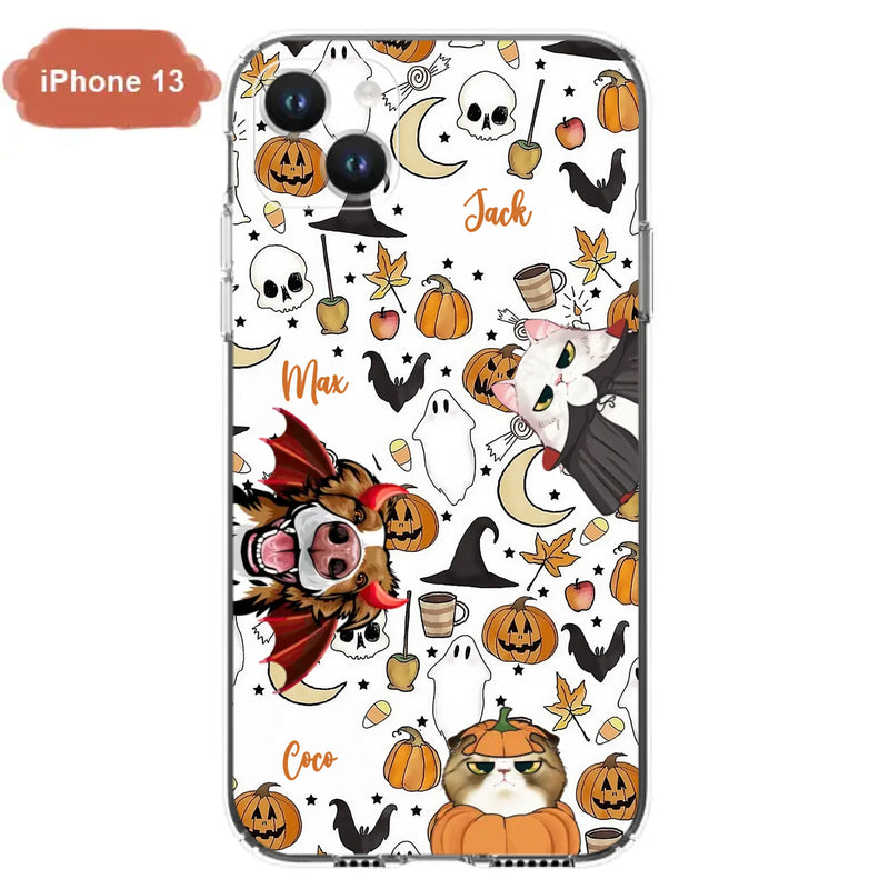 Custom Personalized Halloween Pet Phone Case - Upto 3 Pets - Gift Idea For Dog/Cat Owners - Case for iPhone/Samsung