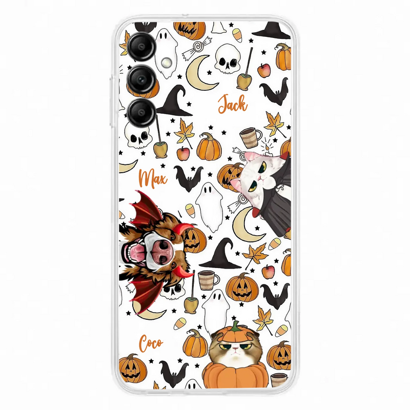 Custom Personalized Halloween Pet Phone Case - Upto 3 Pets - Gift Idea For Dog/Cat Owners - Case for iPhone/Samsung