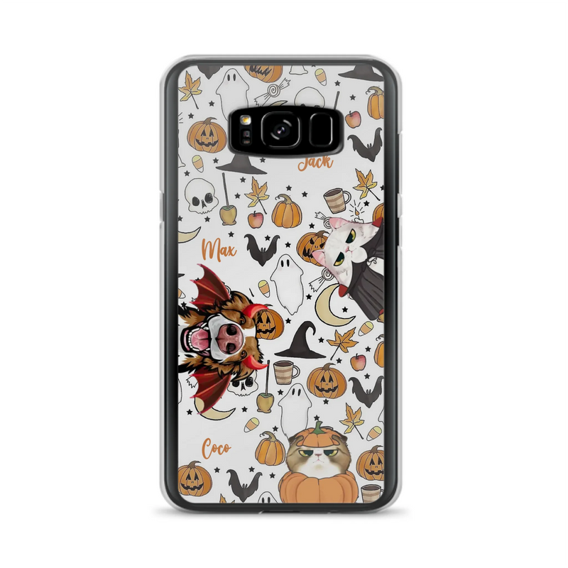 Custom Personalized Halloween Pet Phone Case - Upto 3 Pets - Gift Idea For Dog/Cat Owners - Case for iPhone/Samsung