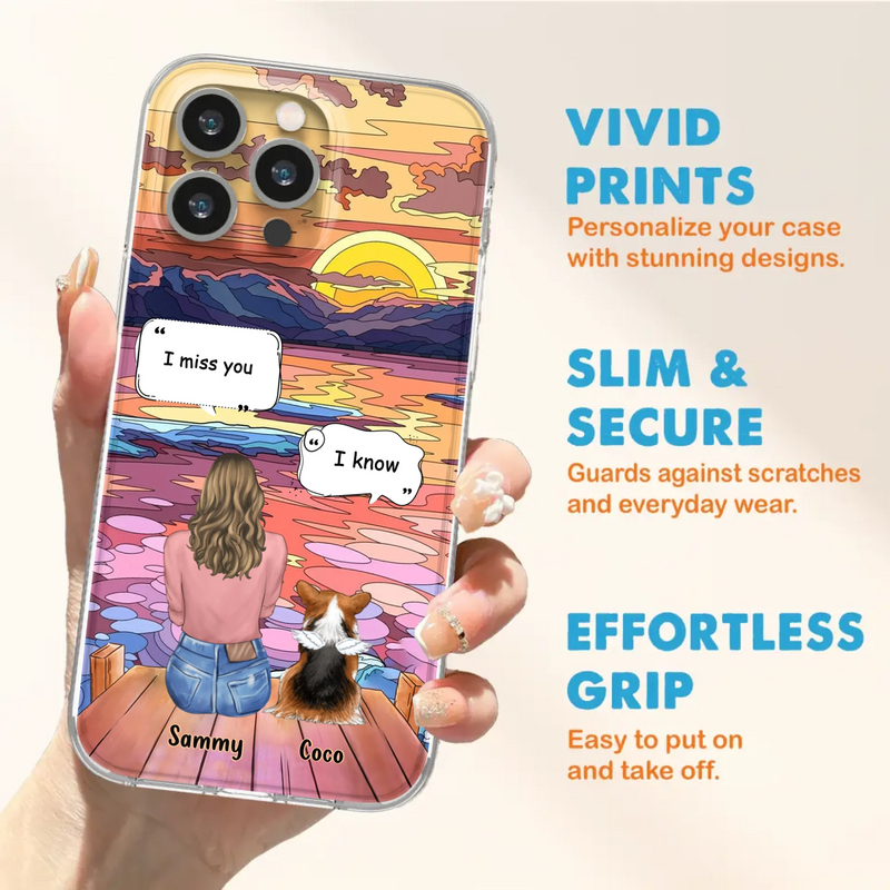 Custom Personalized Memorial Pet Phone Case - Upto 3 Pets - Memorial Gift Idea For Dog/Cat/Rabbits Owners - Case for iPhone/Samsung  - I Miss You