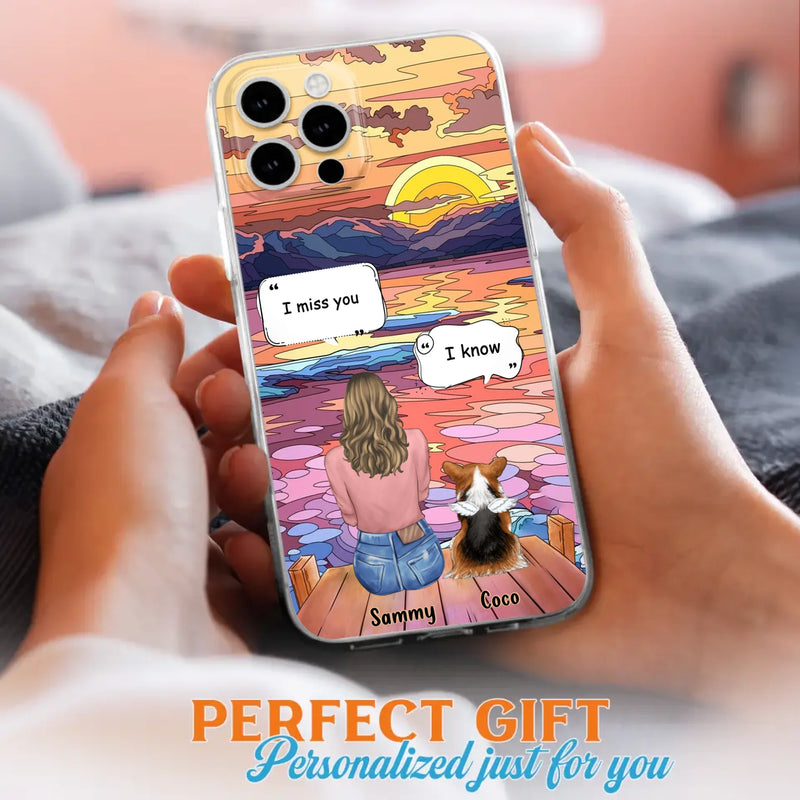 Custom Personalized Memorial Pet Phone Case - Upto 3 Pets - Memorial Gift Idea For Dog/Cat/Rabbits Owners - Case for iPhone/Samsung  - I Miss You