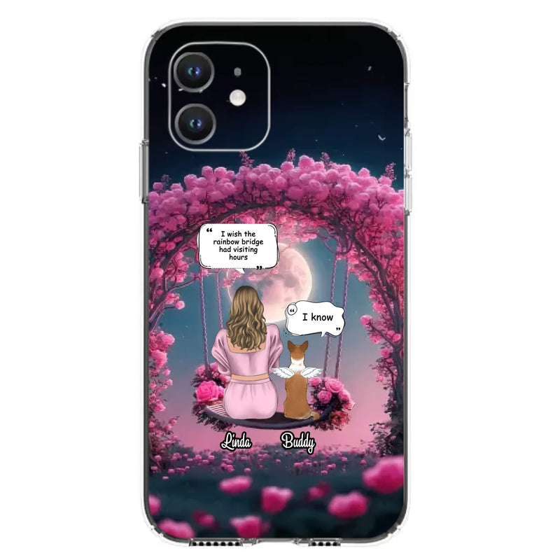 Custom Memorial Dog Mom Phone Case - Upto 4 Dogs - Memorial Gift Idea For Dog Owners - I Wish The Rainbow Bridge Had Visiting Hours - Case For iPhone/Samsung