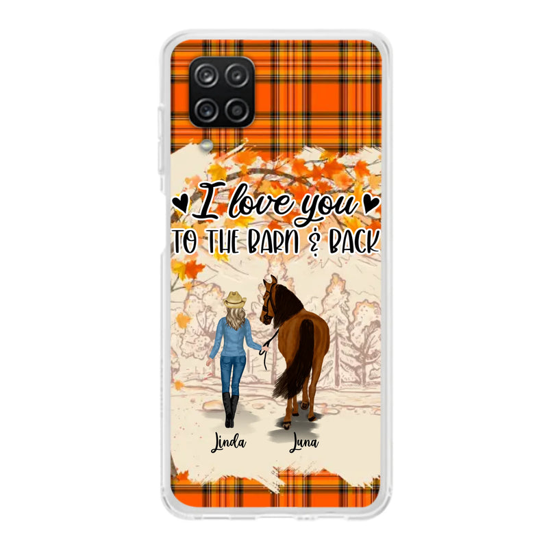 Personalized Horse Girl Phone Case - Gift Idea For Horse Lovers - Up To 6 Horses - I Love You To The Barn & Back - Cases For iPhone/Samsung