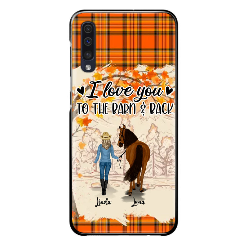 Personalized Horse Girl Phone Case - Gift Idea For Horse Lovers - Up To 6 Horses - I Love You To The Barn & Back - Cases For iPhone/Samsung