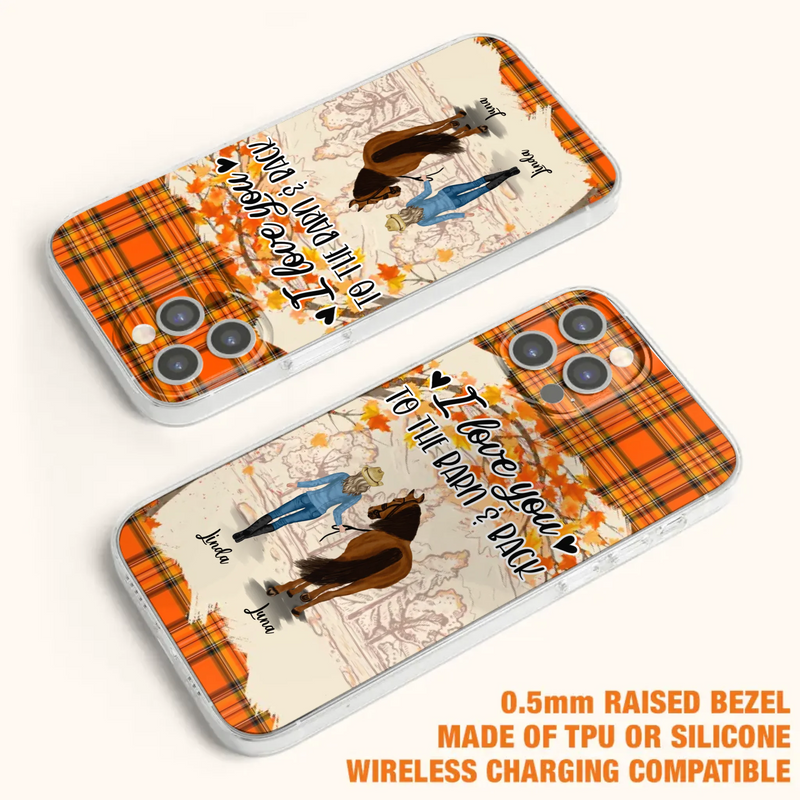 Personalized Horse Girl Phone Case - Gift Idea For Horse Lovers - Up To 6 Horses - I Love You To The Barn & Back - Cases For iPhone/Samsung