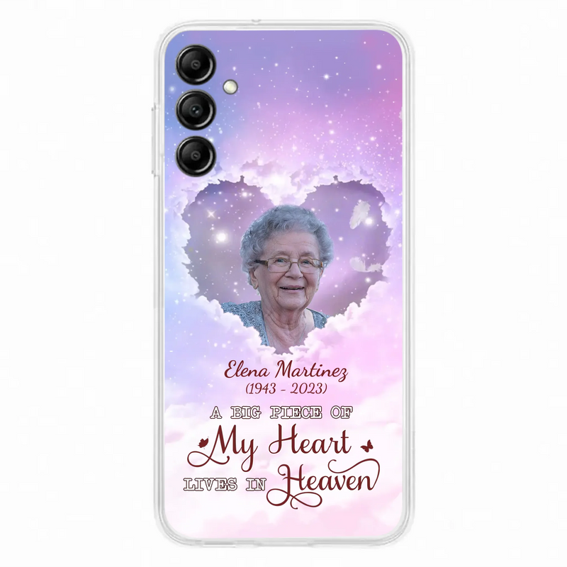 Custom Personalized Memorial Photo Phone Case - Memorial Gift For Family Member - Upload Photo - Case For iPhone/Samsung - A Big Piece Of My Heart Lives In Heaven