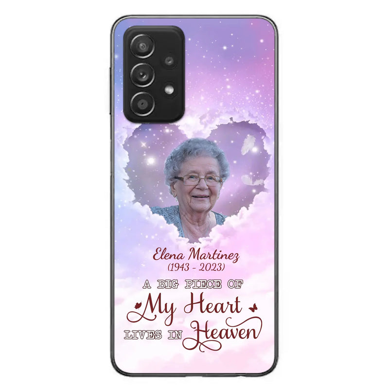 Custom Personalized Memorial Photo Phone Case - Memorial Gift For Family Member - Upload Photo - Case For iPhone/Samsung - A Big Piece Of My Heart Lives In Heaven