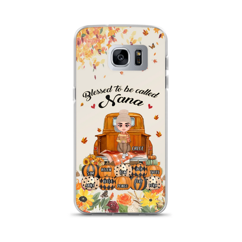 Custom Personalized Grandma Autumn Phone Case - Gift Idea For Grandma - Upto 10 Kids -  Case For iPhone/Samsung - Blessed To Be Called Nana