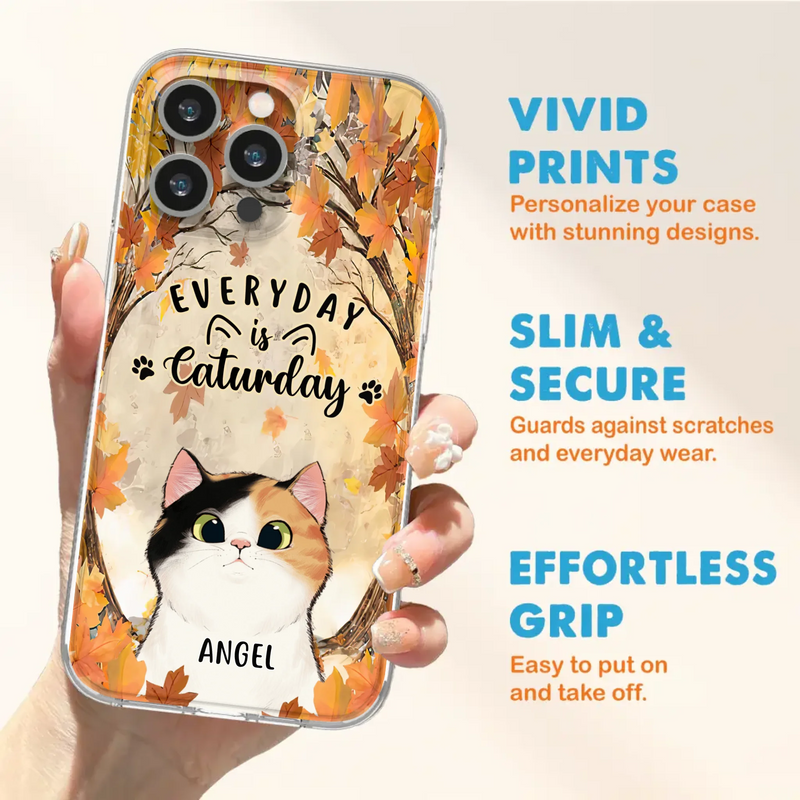 Custom Personalized Cat Phone Case For iPhone And Samsung - Gift Idea For Cat Lover - Up to 6 Cats - Everyday Is Caturday