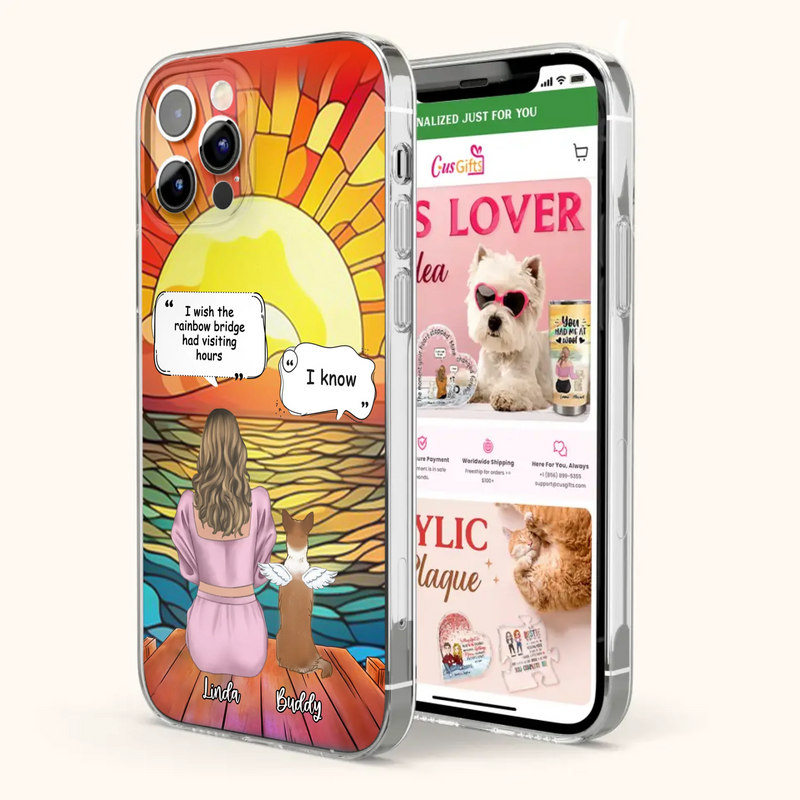 Custom Personalized Memorial Dog Phone Case - Upto 4 Dogs - Memorial Gift Idea For Dog Owners - Case for iPhone/Samsung