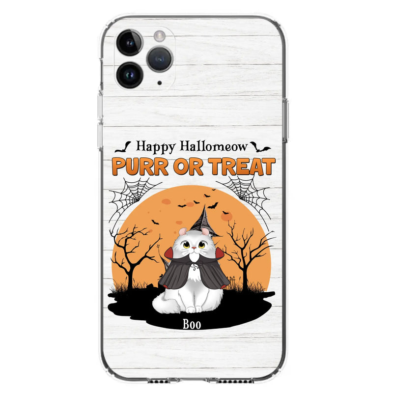Custom Personalized Meowloween Phone Case - Up to 6 Cats - Halloween Gift Idea for Cat Lovers - Happy Hallomeow - Case for iPhone/Samsung