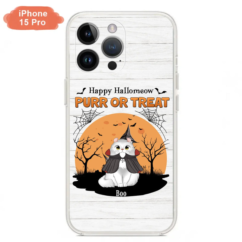 Custom Personalized Meowloween Phone Case - Up to 6 Cats - Halloween Gift Idea for Cat Lovers - Happy Hallomeow - Case for iPhone/Samsung