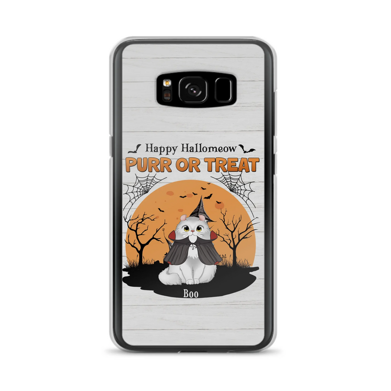 Custom Personalized Meowloween Phone Case - Up to 6 Cats - Halloween Gift Idea for Cat Lovers - Happy Hallomeow - Case for iPhone/Samsung