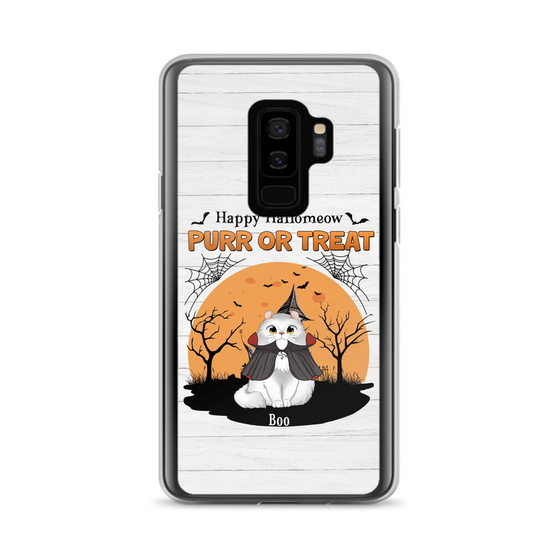 Custom Personalized Meowloween Phone Case - Up to 6 Cats - Halloween Gift Idea for Cat Lovers - Happy Hallomeow - Case for iPhone/Samsung