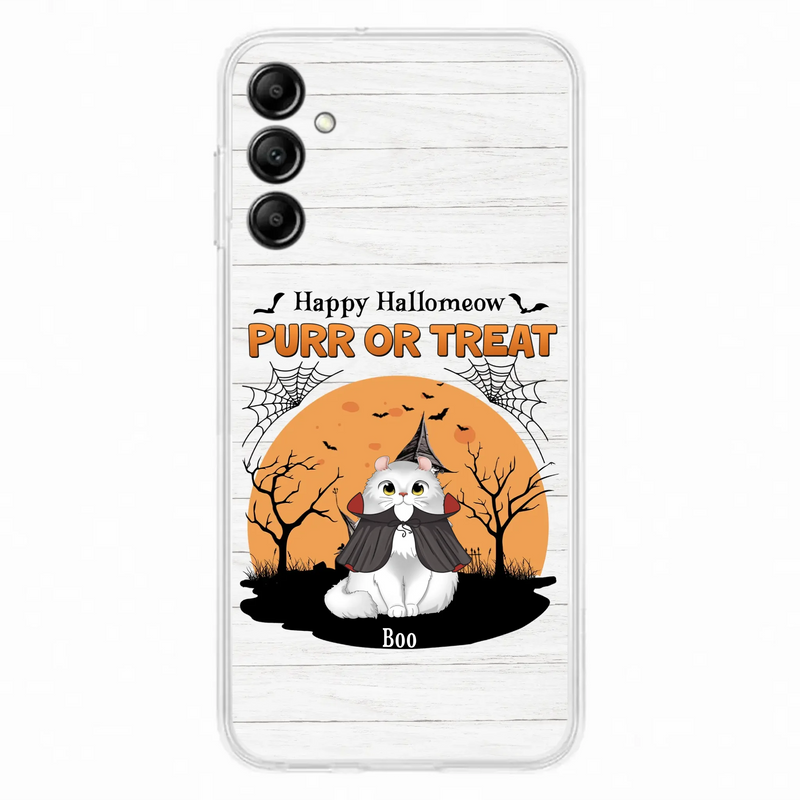 Custom Personalized Meowloween Phone Case - Up to 6 Cats - Halloween Gift Idea for Cat Lovers - Happy Hallomeow - Case for iPhone/Samsung