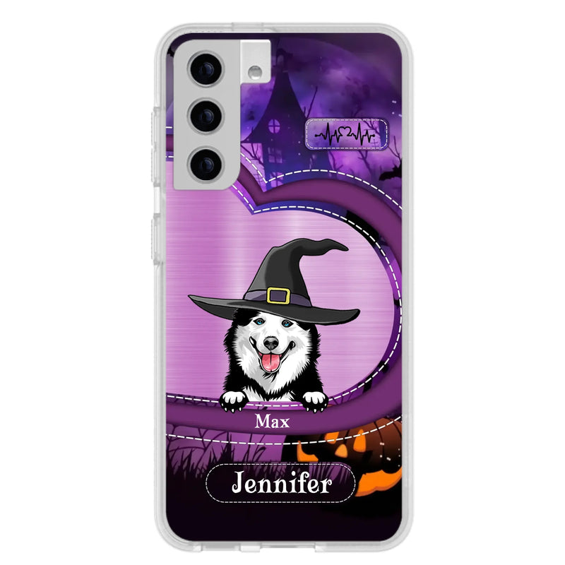 Custom Personalized Dog Halloween Phone Case - Gift Idea For Dog Lover/ Halloween - Upto 3 Dogs -  Case For iPhone/Samsung