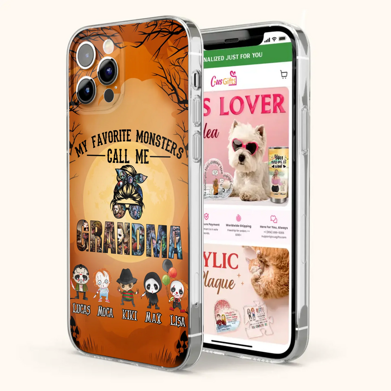 Personalized Halloween Phone Case - Halloween Gift Idea for Halloween - Upto 5 Characters - My Favorite Monsters Call Me Grandma - Case For iPhone/Samsung