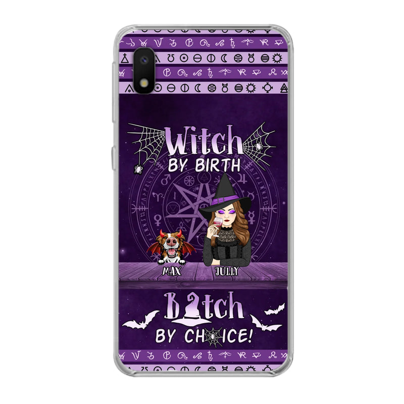 Custom Personalized Witch Phone Case - Halloween Gift Idea for Witch Lovers/Pet Lovers - Upto 3 Dogs/Cats - Witch By Birth - Case For iPhone/Samsung