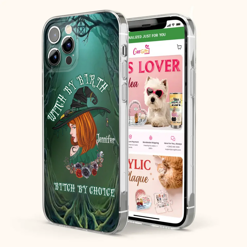 Custom Personalized Witch Phone Case - Gift Idea For Halloween - Witch By Birth Bitch By Choice - Case For iPhone/Samsung