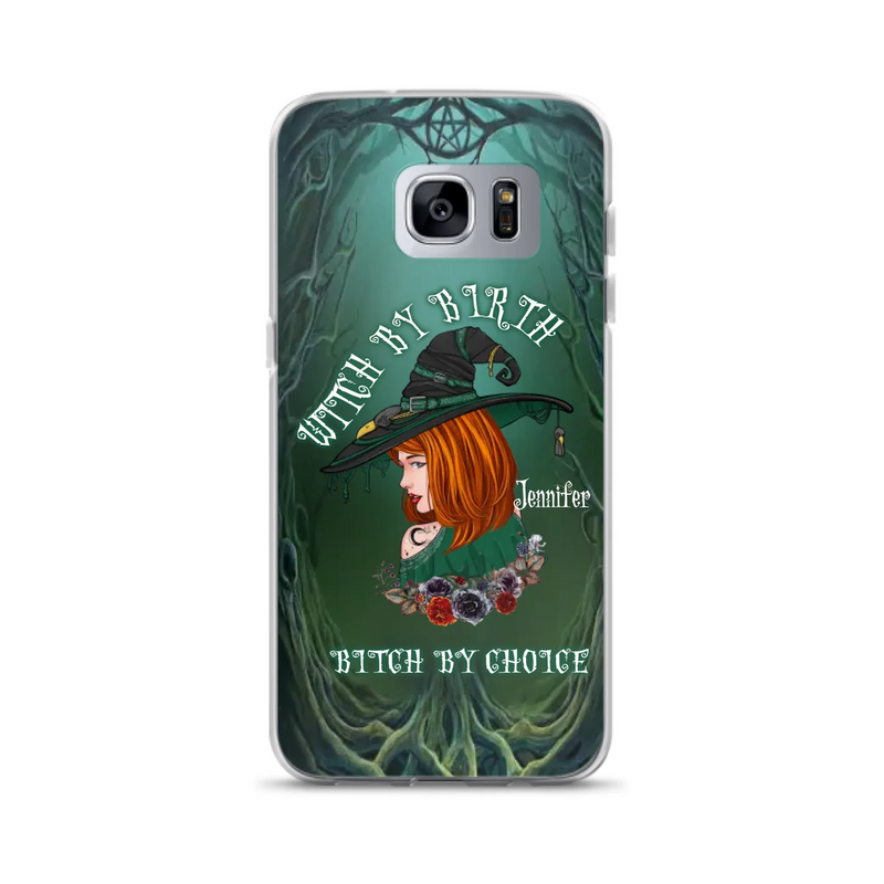 Custom Personalized Witch Phone Case - Gift Idea For Halloween - Witch By Birth Bitch By Choice - Case For iPhone/Samsung
