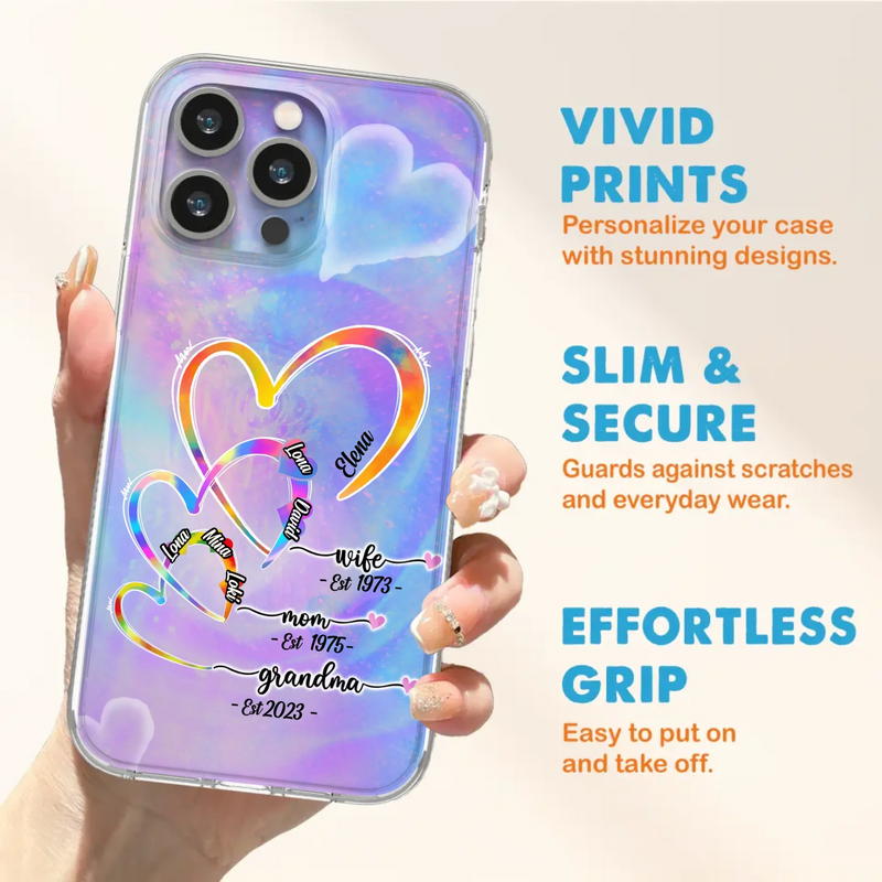 Personalized Mom Phone Case - Gift Idea For Mom/Grandma - Upto 4 Children/5 Grandchildren - Cases For iPhone/Samsung