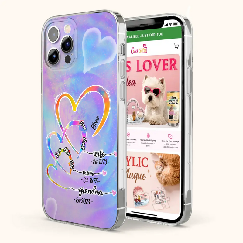 Personalized Mom Phone Case - Gift Idea For Mom/Grandma - Upto 4 Children/5 Grandchildren - Cases For iPhone/Samsung