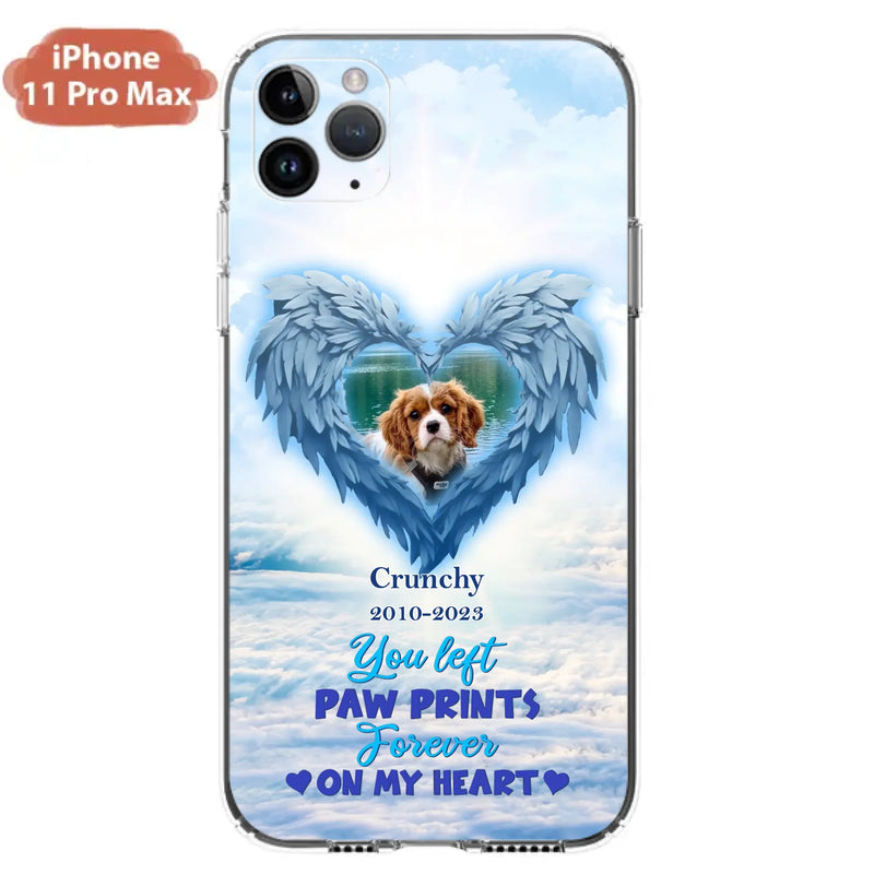 Custom Personalized Memorial Photo Phone Case - Memorial Gift Idea for Pet Owners - You Left Paw Prints Forever On My Heart - Case for iPhone/Samsung