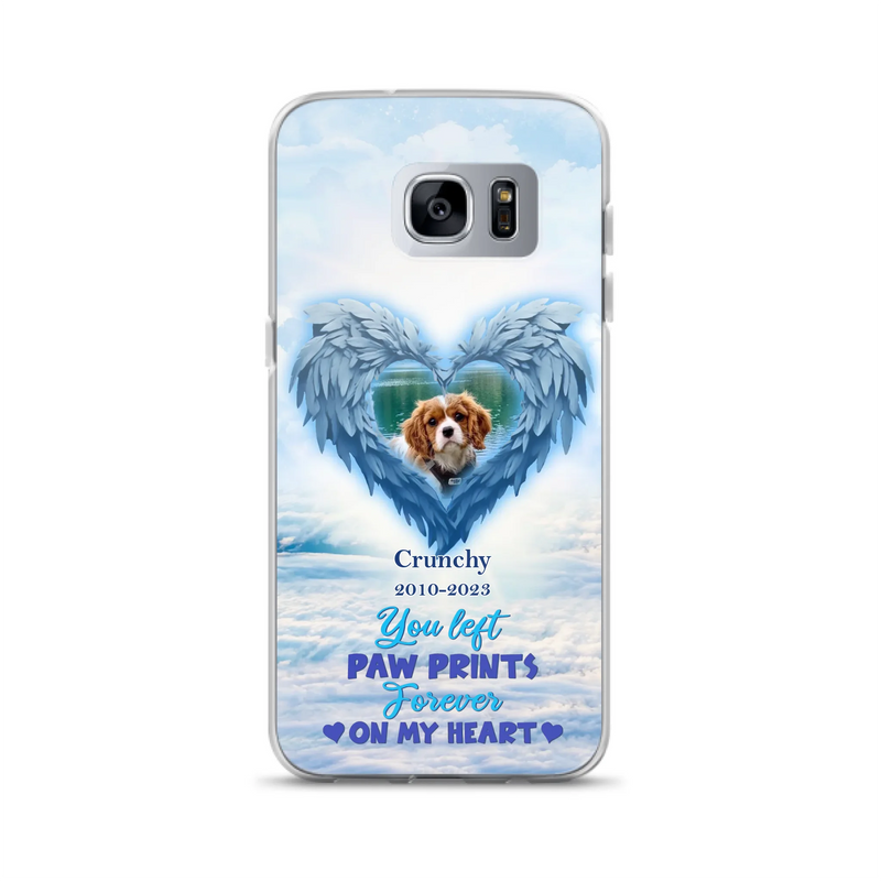 Custom Personalized Memorial Photo Phone Case - Memorial Gift Idea for Pet Owners - You Left Paw Prints Forever On My Heart - Case for iPhone/Samsung