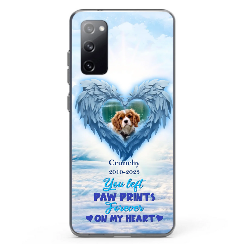 Custom Personalized Memorial Photo Phone Case - Memorial Gift Idea for Pet Owners - You Left Paw Prints Forever On My Heart - Case for iPhone/Samsung