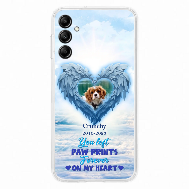 Custom Personalized Memorial Photo Phone Case - Memorial Gift Idea for Pet Owners - You Left Paw Prints Forever On My Heart - Case for iPhone/Samsung