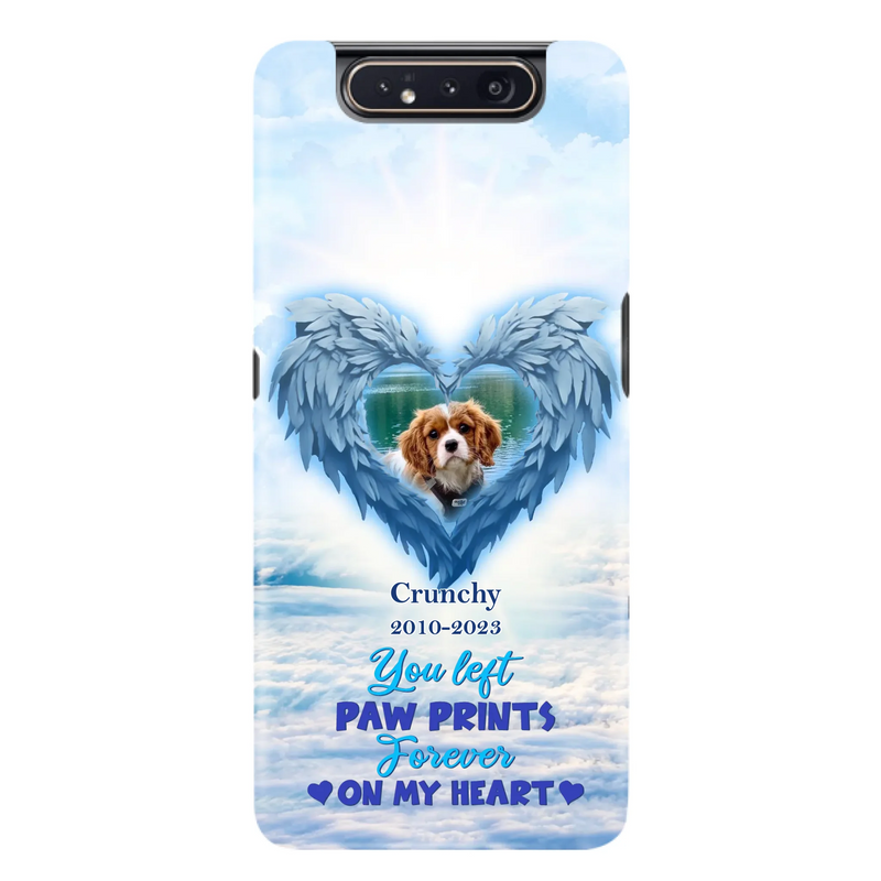 Custom Personalized Memorial Photo Phone Case - Memorial Gift Idea for Pet Owners - You Left Paw Prints Forever On My Heart - Case for iPhone/Samsung