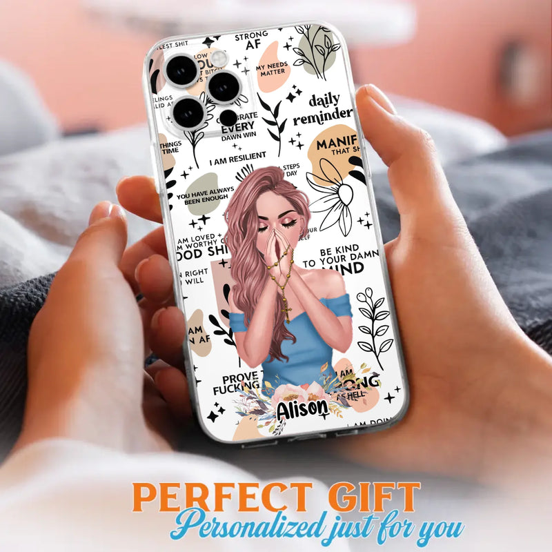 Custom Personalized Praying Girl Phone Case - Gift Idea for Girls/Friends - Case for iPhone/Samsung