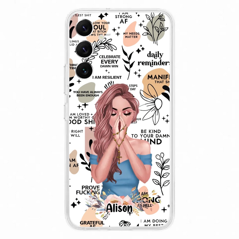 Custom Personalized Praying Girl Phone Case - Gift Idea for Girls/Friends - Case for iPhone/Samsung
