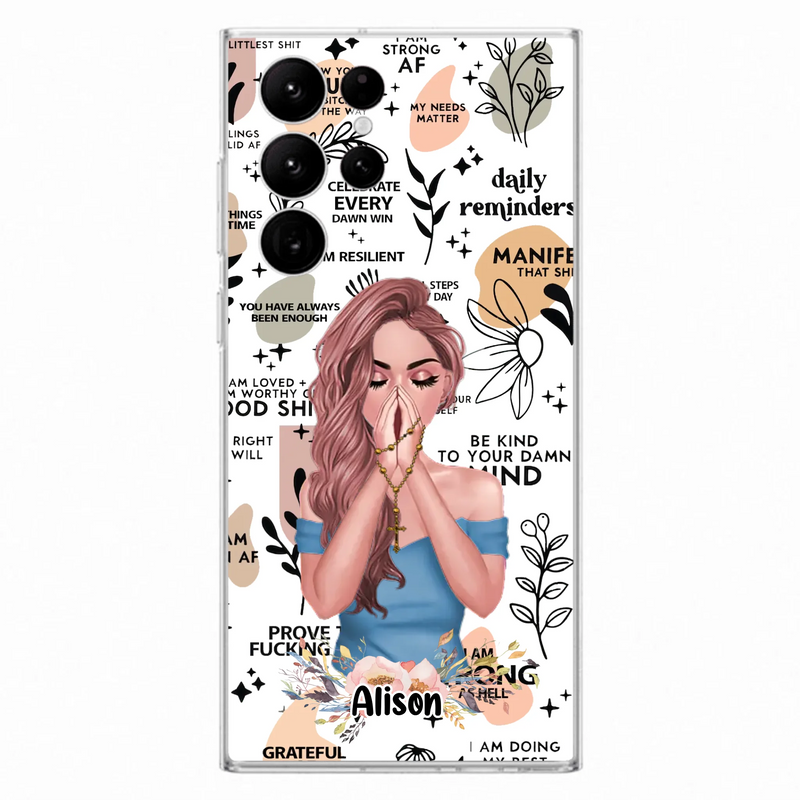 Custom Personalized Praying Girl Phone Case - Gift Idea for Girls/Friends - Case for iPhone/Samsung