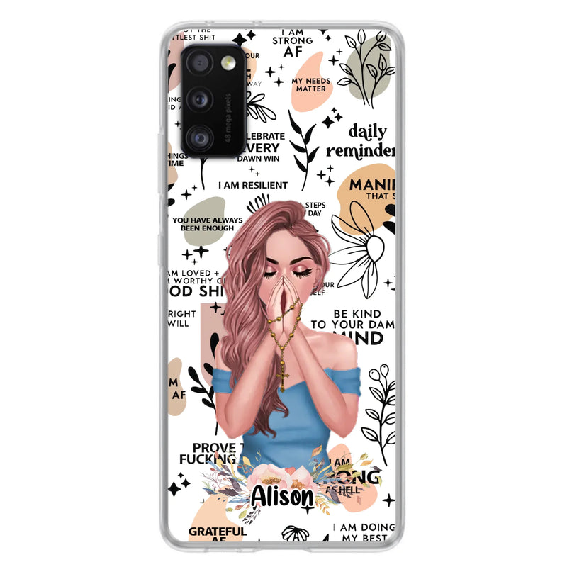 Custom Personalized Praying Girl Phone Case - Gift Idea for Girls/Friends - Case for iPhone/Samsung