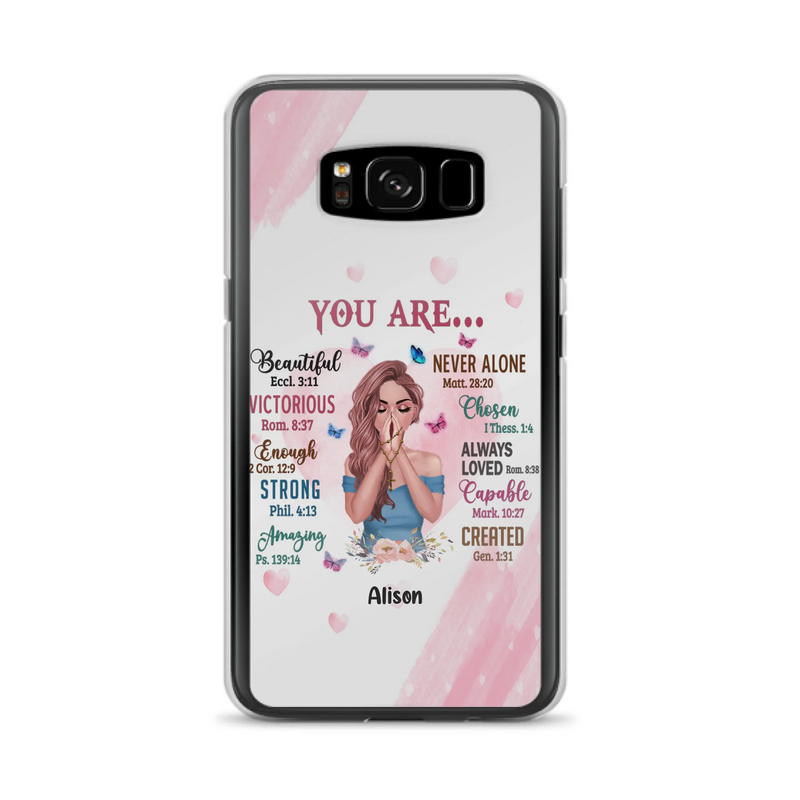 Custom Personalized Praying Girl Phone Case - Gift Idea for Girls/Friends - You Are Beautiful - Case for iPhone/Samsung