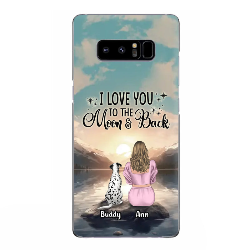 Custom Personalized Dog Mom Phone Case - Upto 6 Dogs - Gift Idea for Dog Lovers - I Love You To The Moon & Back - Case for iPhone/Samsung