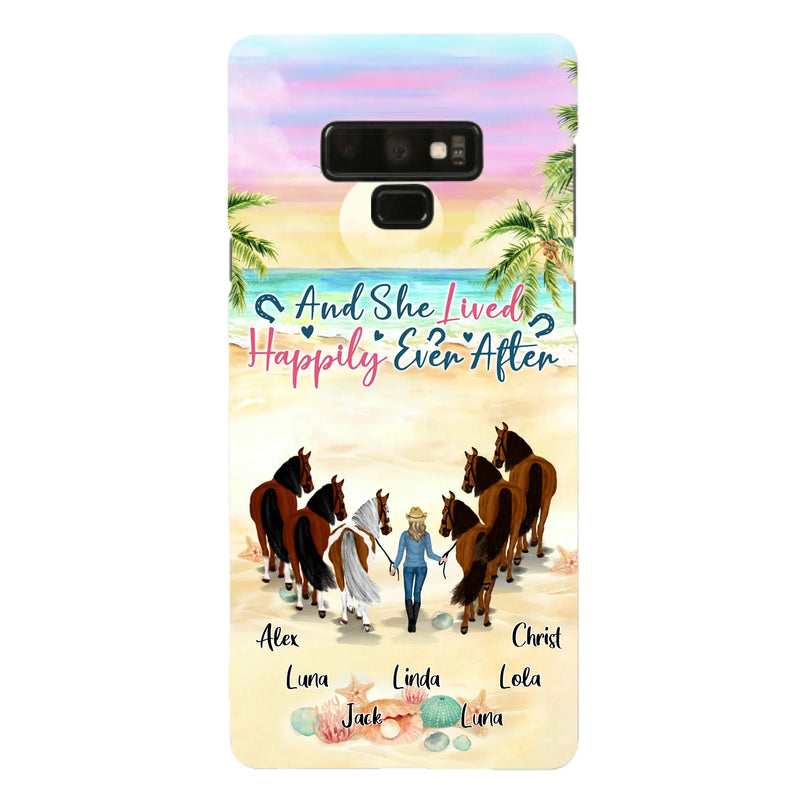 Custom Personalized Horse Girl Phone Case - Upto 6 Horses - Gift Idea for Horse Lovers - And She Lived Happily Ever After - Case for iPhone/Samsung
