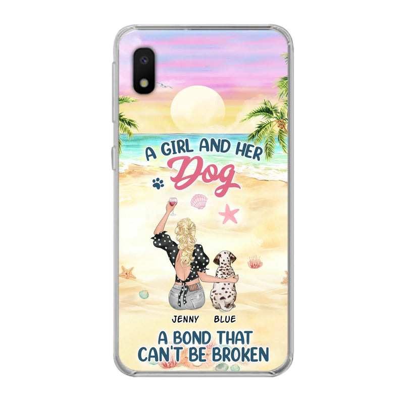 Custom Personalized Dog Mom Phone Case - Upto 6 Dogs - Gift Idea for Dog Lovers - A Girl And Her Dog A Bond That Can't Be Broken - Case for iPhone/Samsung